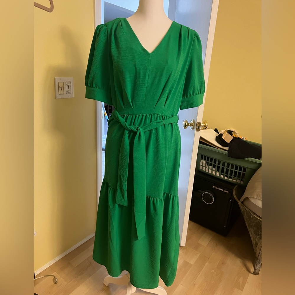 DKNY green midi dress